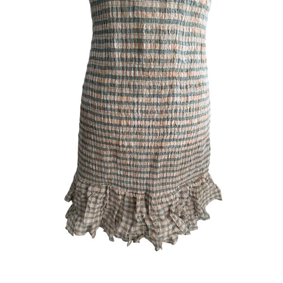 VERONICA BEARD Plaid Smocked Ruffle Trim Dress Size 6 - Picture 8 of 12